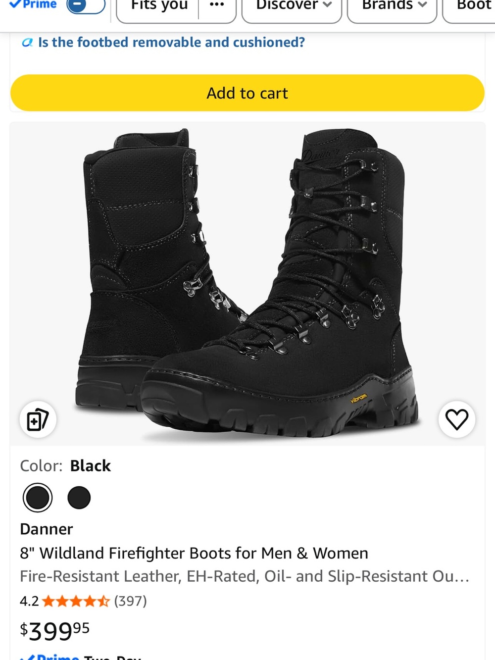 Danner Black 8" Wildland Firefighter Boots